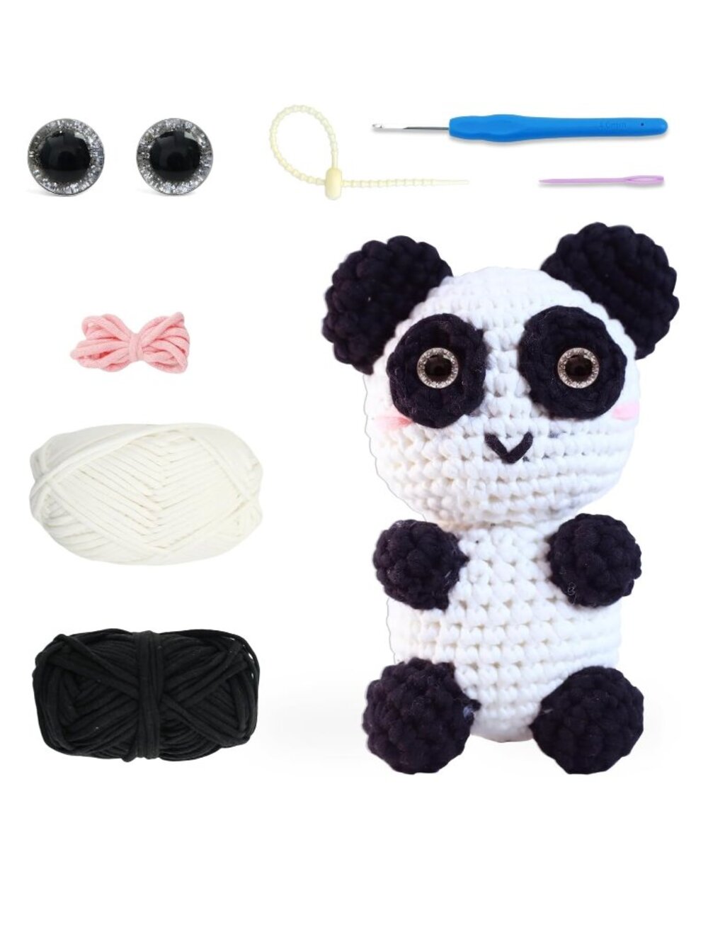 PANDA Amigurumi Crochet Kit DIY Hand-Knitting 6" Animal Plushie Craft NEW